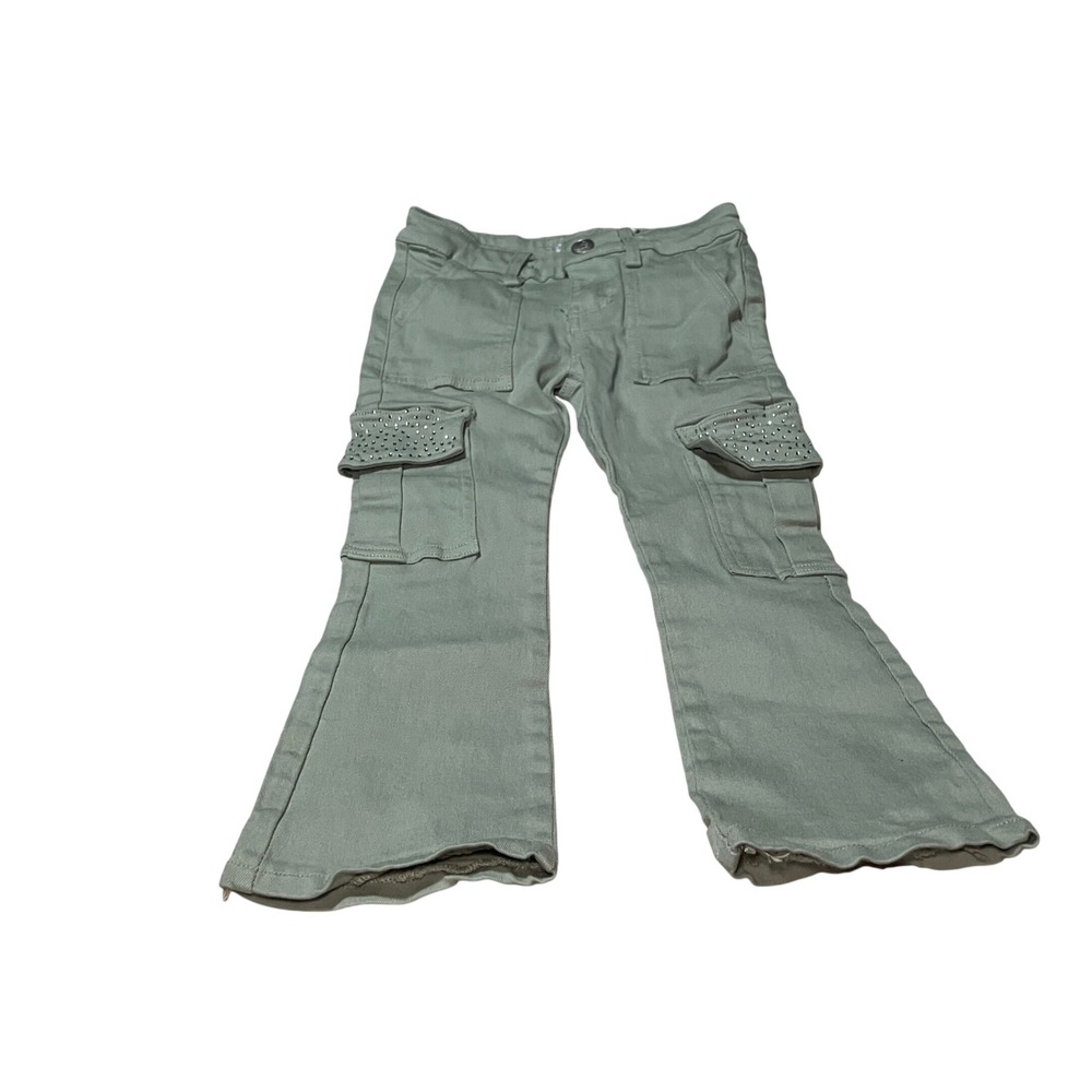 Celebrity Ace Girls Size 4Cargo Pants Glitter Pockets Flare Bell Bottoms